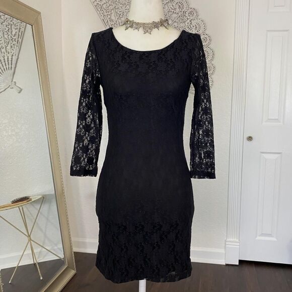 Romantic Goth Vintage Witchy Black Whimsygoth Ethereal Lace Mini Midi Dress S - Picture 2 of 7